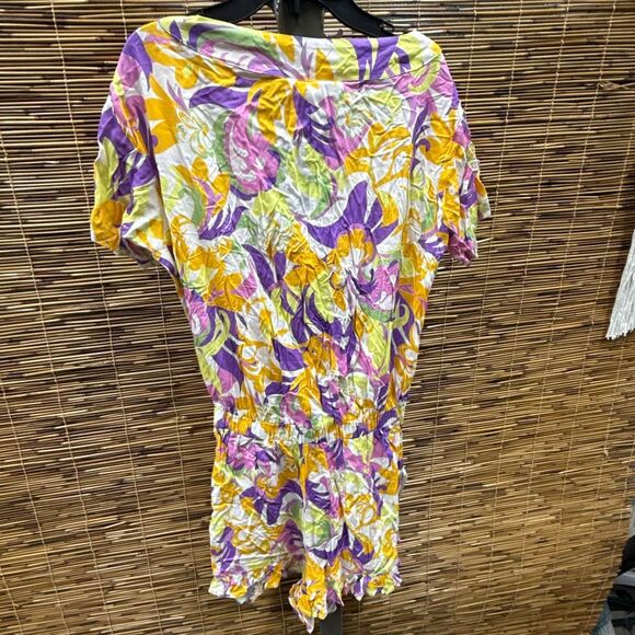 BCBGeneration Give It a Swirl Printed Romper Swim Cover-up - Swirl Multi Print S - Picture 3 of 3